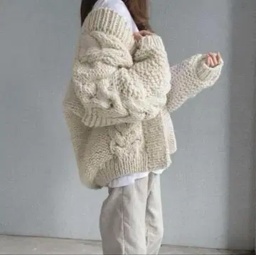 Audrey and JohnWad 손뜨개질 페루 니트 케이블 니트 가디건