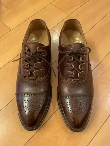 스코치 그레인 브라운 윙팁 드레스 슈즈 23.5cm