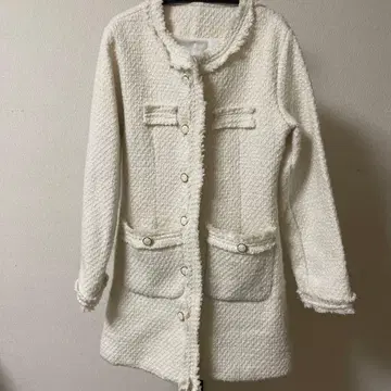 화이트 노카라 자켓 트위드풍