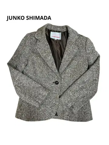 새상품급 준코 시마다 울 트위드 자켓 그레이 쇼와 레트로