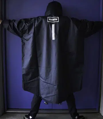 WAWW 레인코트 판초 블랙