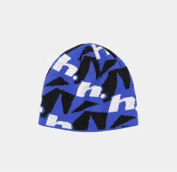로고 포함 기하학 패턴 니트 모자