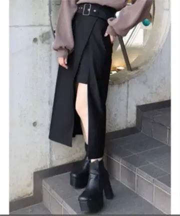 MURUA 와이드 벨트 랩스커트