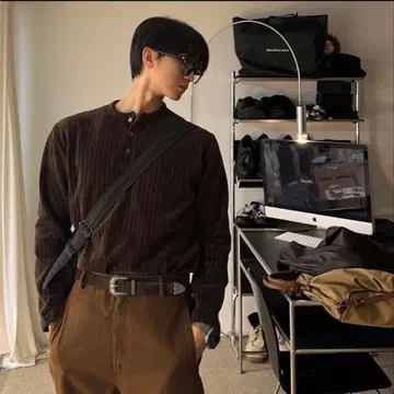 ASCLO Velour Henry Neck T Shirt (4color)