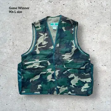 90s US 구제 의류 빈티지 카모 무늬 낚시용 조끼 헌팅 베스트