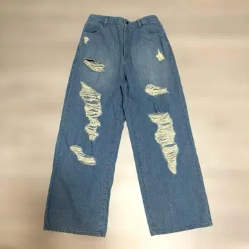 데미지 가공 코튼 100% 와이드 팬츠 L