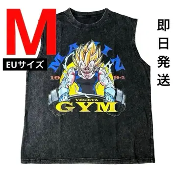 마인 베지터 탱크탑 빈티지 워시드 가공 드래곤볼 헬스장