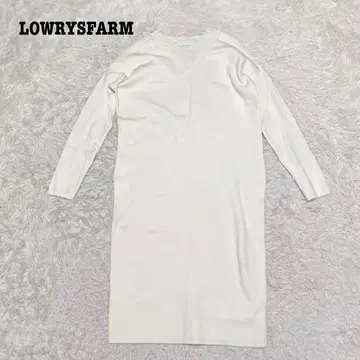 a2066 [ 로리즈팜 ] 니트 원피스 화이트 V넥 무지 M 새상품급