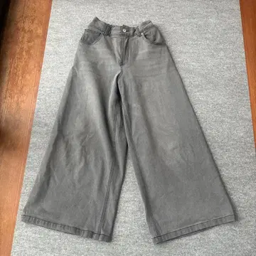 프라이오리티 속기모 데님 와이드 팬츠