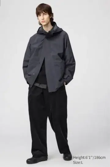 새상품 UNIQLO 코듀로이 유틸리티 팬츠 블랙 L 와이드 팬츠