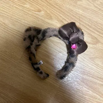 레오파드 무늬 머리띠 (리본 포함)