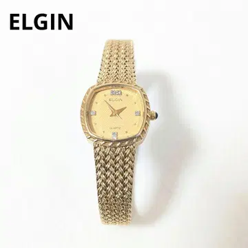 반짝반짝 ELGIN 여성용 쿼츠 손목시계 골드 큐빅