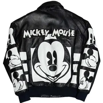 희귀 TOO CUTE 90s 미키 풀 데코 올 가죽 자켓 S