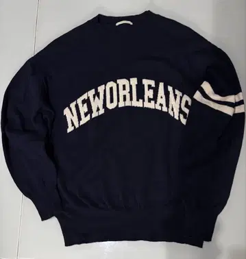 22AW LOUNGEDRESS 긴팔 로고 라인 니트 FREE 네이비