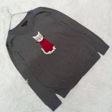 새상품급 [바나나리퍼블릭] (L) 안경 고양이 니트소 크루넥 긴팔