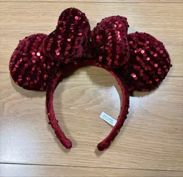 미니 마우스 귀 머리띠 빨간색 스팽글