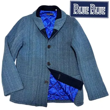 고품질 블루블루 울 트위드 마린 자켓 충전솜 퀼팅 S
