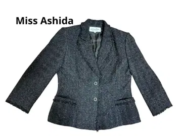 새상품급 미스아시드 울 트위드 자켓 실버 라메 브라운 쉘 버튼