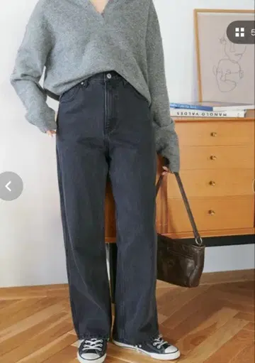 블랙 데님 팬츠