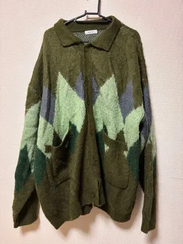 ONCILY 지오메트릭 가디건 올리브 그린