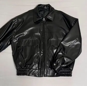 블랙 합성 피혁 자켓 F 사이즈