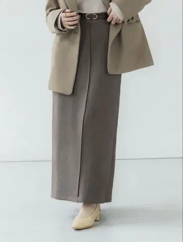 crewre 백 턱 내로우 스커트 브라운 1