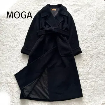 MOGA 모가 빅 울 100% 롱 코트 벨트 포함 블랙