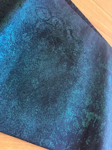 니시진 비단 후쿠로 오비 청록색 금박 모던