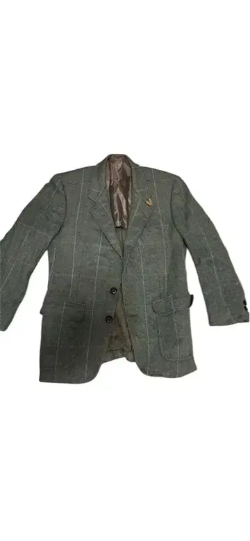 카키 스트라이프 테일러드 자켓