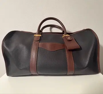 dunhill black x brown leather Boston bag