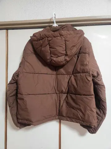 GRL 브라운 후드 부착 충전솜 다운 자켓