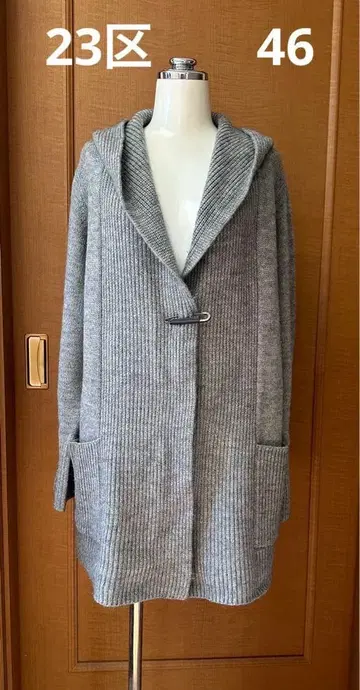 23구 후드 부착 니트 자켓 사이즈 46 그레이