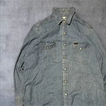 USA제 Lee 웨스턴 셔츠 빈티지 데님 다운 워시