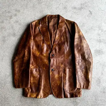 90's~00's JUN MEN 가죽 테일러드 자켓 소가죽 브라운