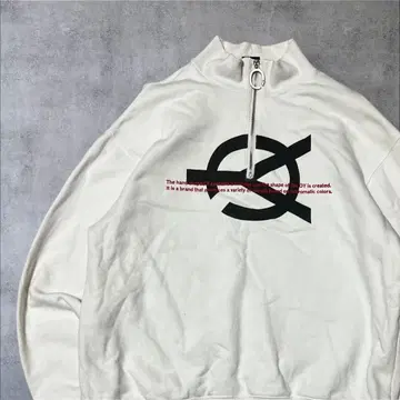 OY 화이트 하프 지퍼 하이넥 맨투맨