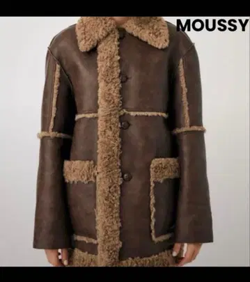 MOUSSY 리버서블 무스탕 코트 브라운
