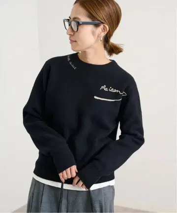 2023년 모델 프레임워크 캐시미어 혼방 HAND 자수 KNIT 풀오버