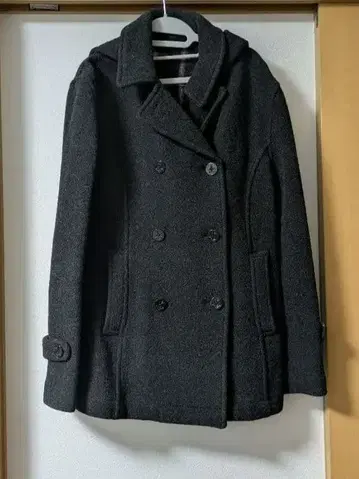 다크 그레이 더블 브레스트 피 코트 L 사이즈