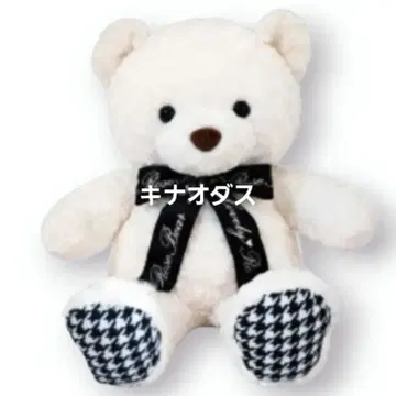 러블리 로즈 베어 빈티지 체크 BIG 봉제 인형 화이트