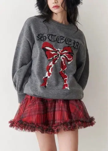 jouetie 리본 자카드 루즈 니트