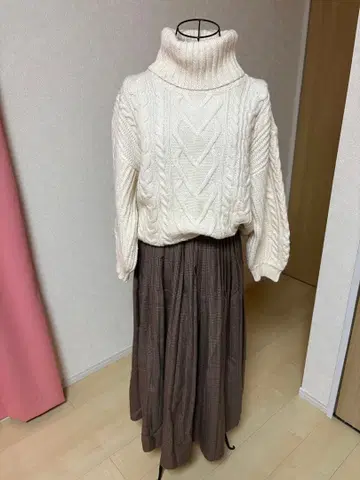 아이보리 케이블 니트 셋업