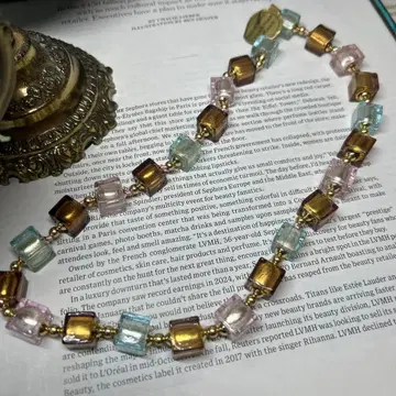 이탈리아제 베네치아 유리 목걸이 큐브형