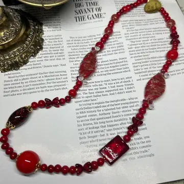 이탈리아제 베네치아 유리 목걸이 빨간색