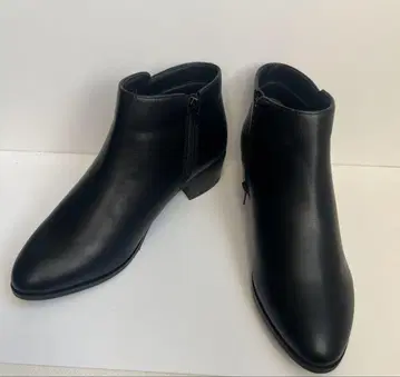 [ 컨디션 최상 ] 루탈론 사이드 지퍼 숏부츠 가죽 스퀘어 블랙