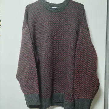 MACOBER 그레이/레드 오버 사이즈 스웨터