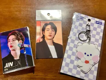 BTS 진 군 굿즈 3점 세트 사진 메모 & BT21 키링 세트