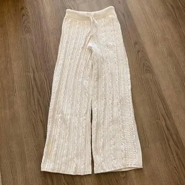 adidas 케이블 니트 와이드 팬츠 XS 화이트