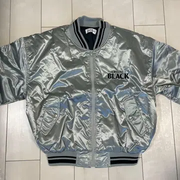 CRYSTAL BLACK 실버 바시티 자켓