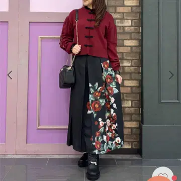 axes femme 동백꽃 패턴 롱 스커트