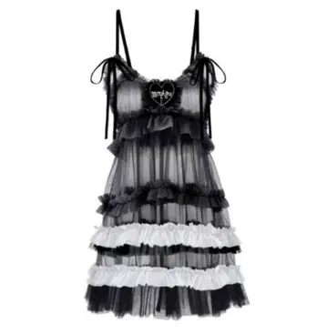 Qooza morph8ne 튤 원피스 화이트 블랙